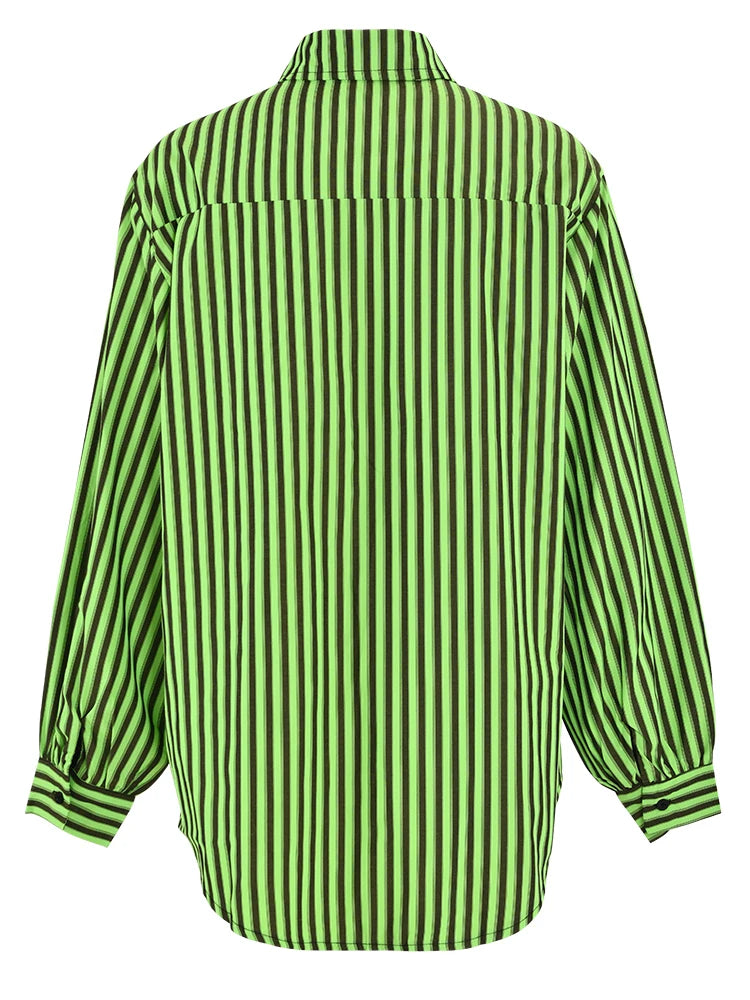 Asymmetric Stripes Loose Casual Long Sleeved Shirt