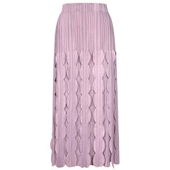 Solid Pleated High Waist Midi Skirt