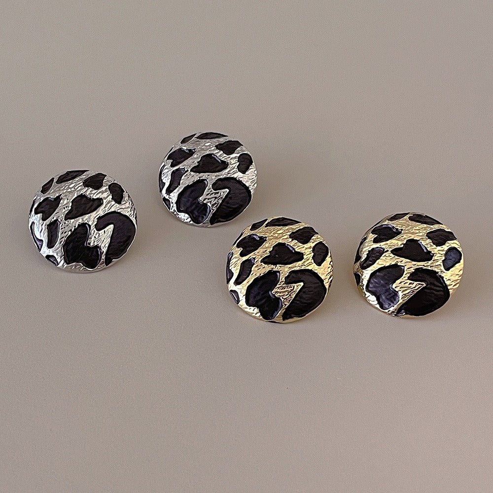 Irregular Leopard Print Round Earrings