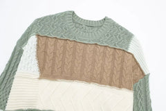 Patchwork Cable Knit Sweater