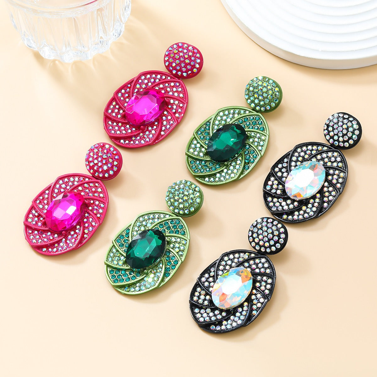 Spiral Light Rhinestone Earrings