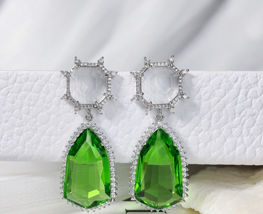Geometric Teardrop Zircon Earrings