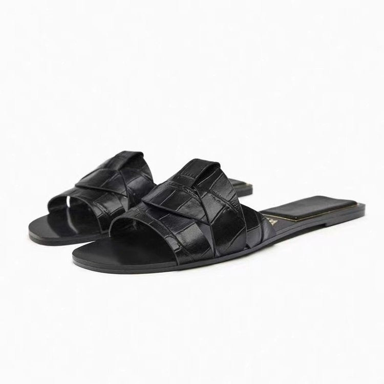 Woven Open Toe Flat Sandals