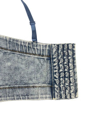 Denim Cropped Bustier Top