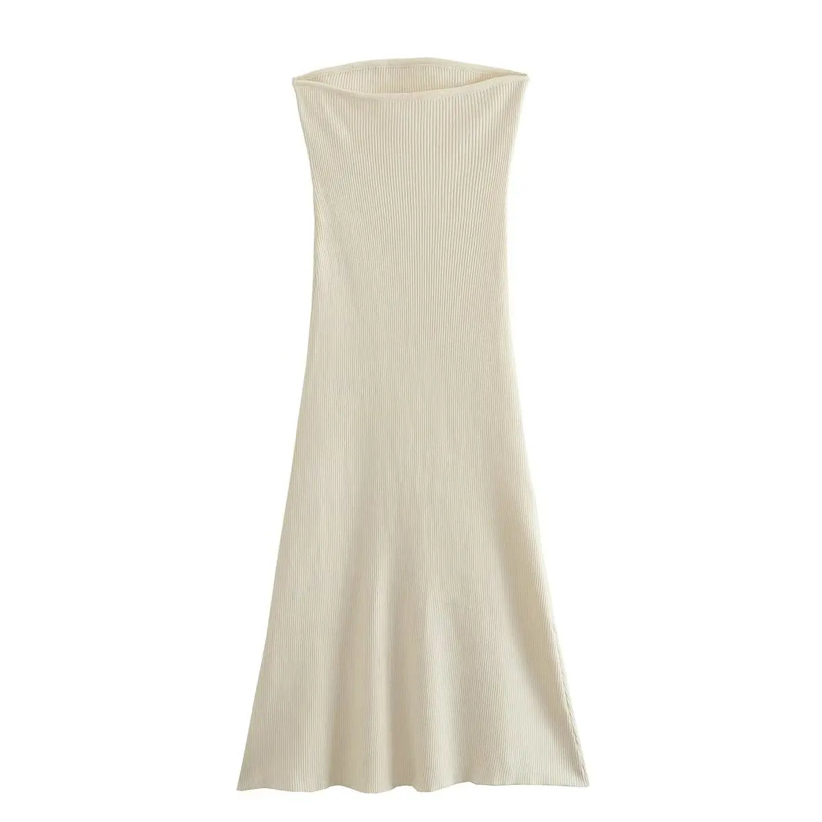 Strapless Ribbed Knit Maxi Dress