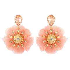 Chiffon Diamond Large Flower Earrings