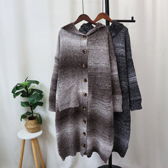 Retro Stripes Soft Hooded Knitted Cardigan