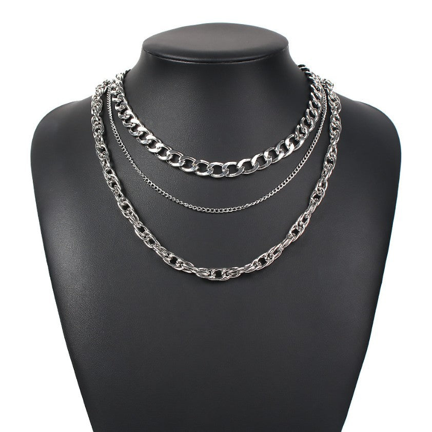 Tri-level Plated Chain Necklace