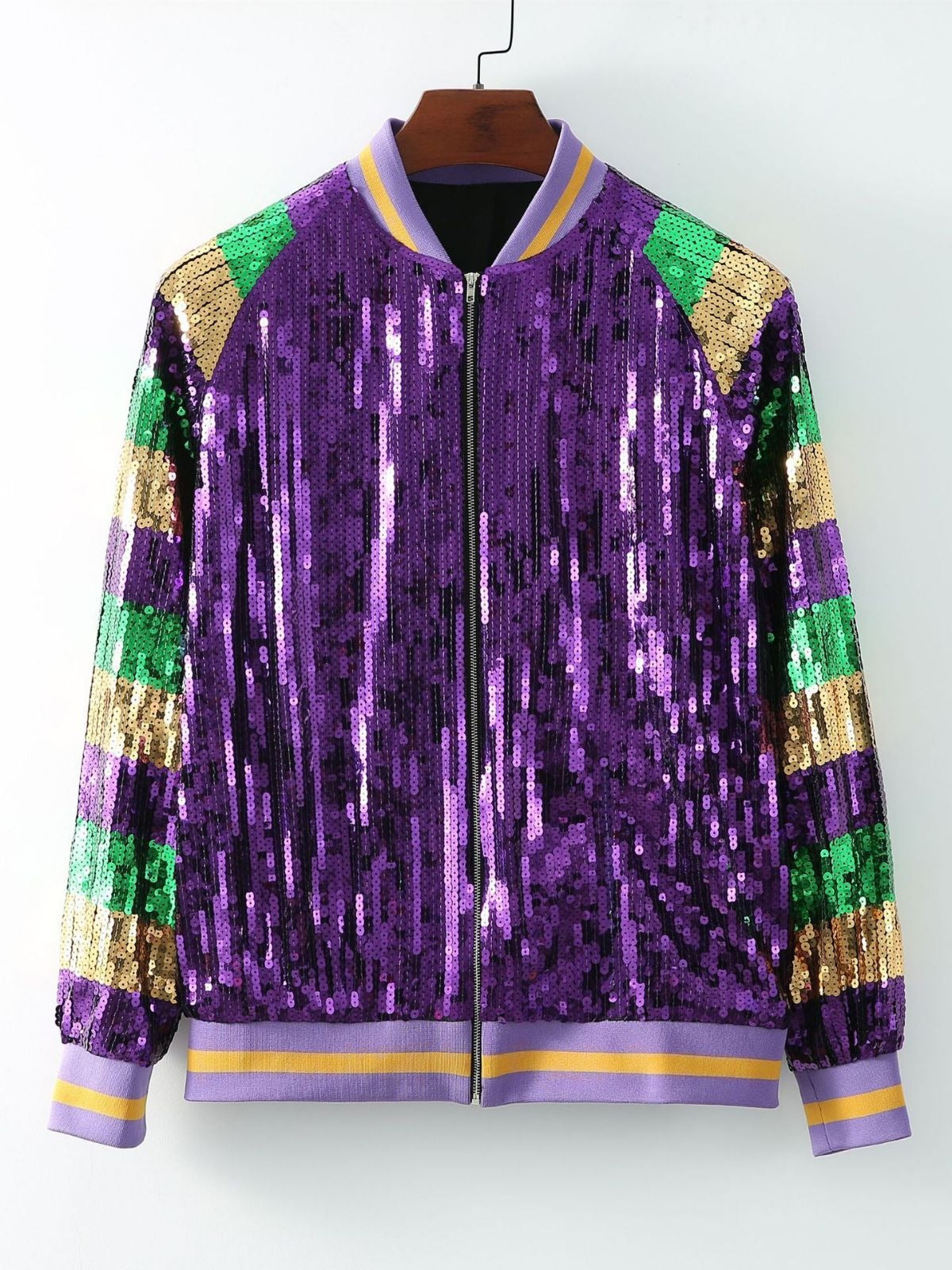 Purple Sequin Baseball Jacket