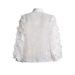 3D Flower Fluff Mesh Shirt