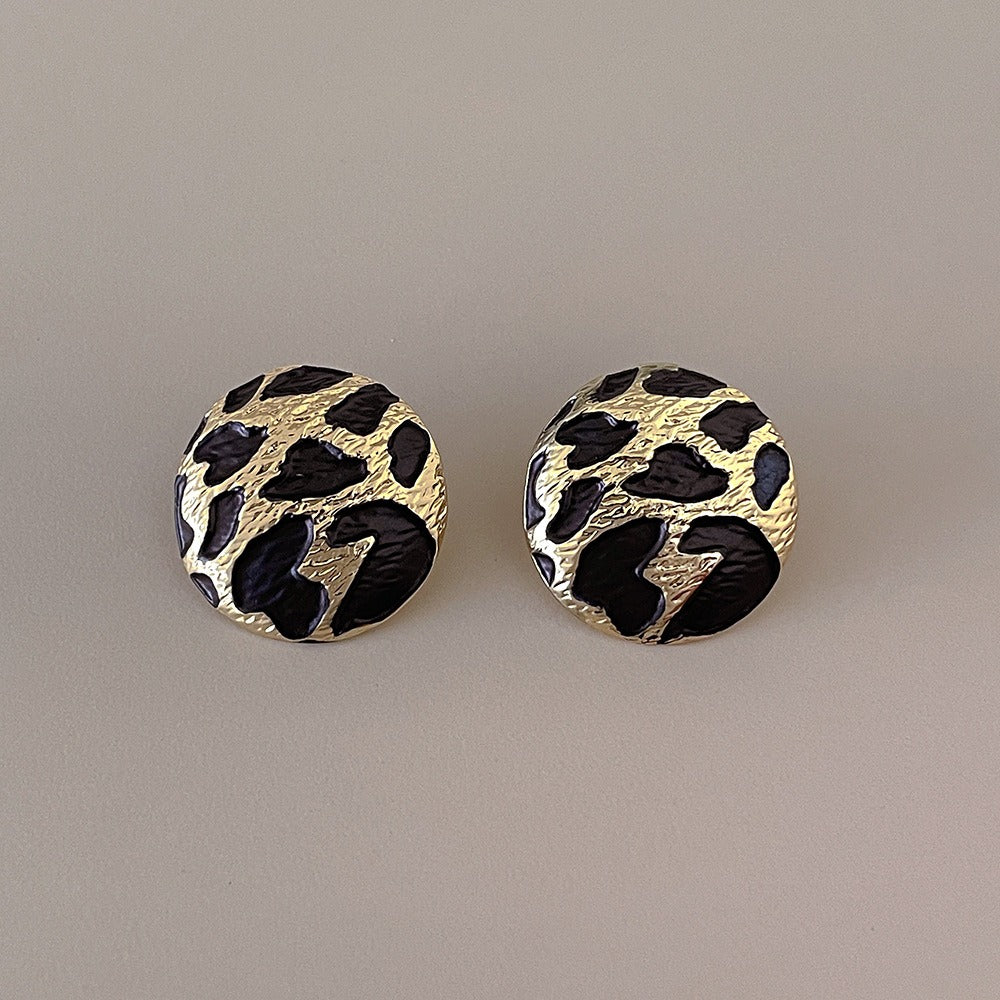 Irregular Leopard Print Round Earrings