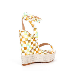 Checkered Wedge Heel 14CM Sandals