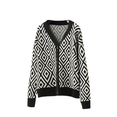 Casual Geometric Button Knit Cardigan