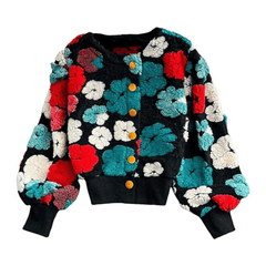 3D Floral Slim Fit Jacket