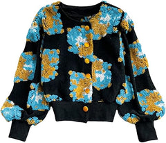 3D Floral Slim Fit Jacket