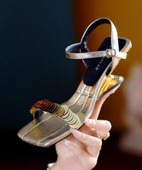 Elegant Silver Wedge Sandals Black Faux Leather Peep Toe