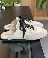 Fashion Lace Up Splicing Blue Suede Slide Sandals