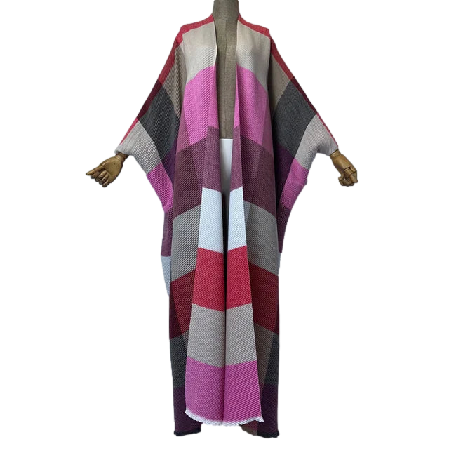 Colorful Plaid Knitted Maxi Cardigan - WINI