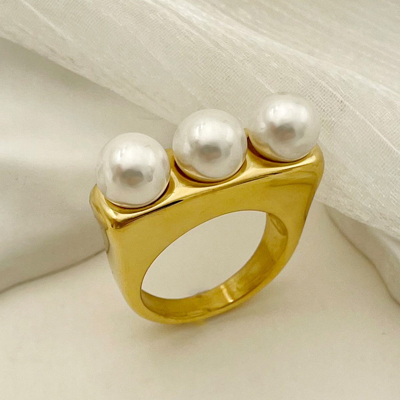 Triple Pearl Ring