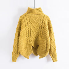 Casual Solid Turtle Neck Knitted Sweater