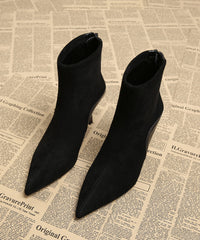 Classy Comfy Splicing Stiletto Boots Black Suede Pointed Toe