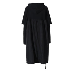 Pullover Hooded Hollow Out Loose Side Slit Dress