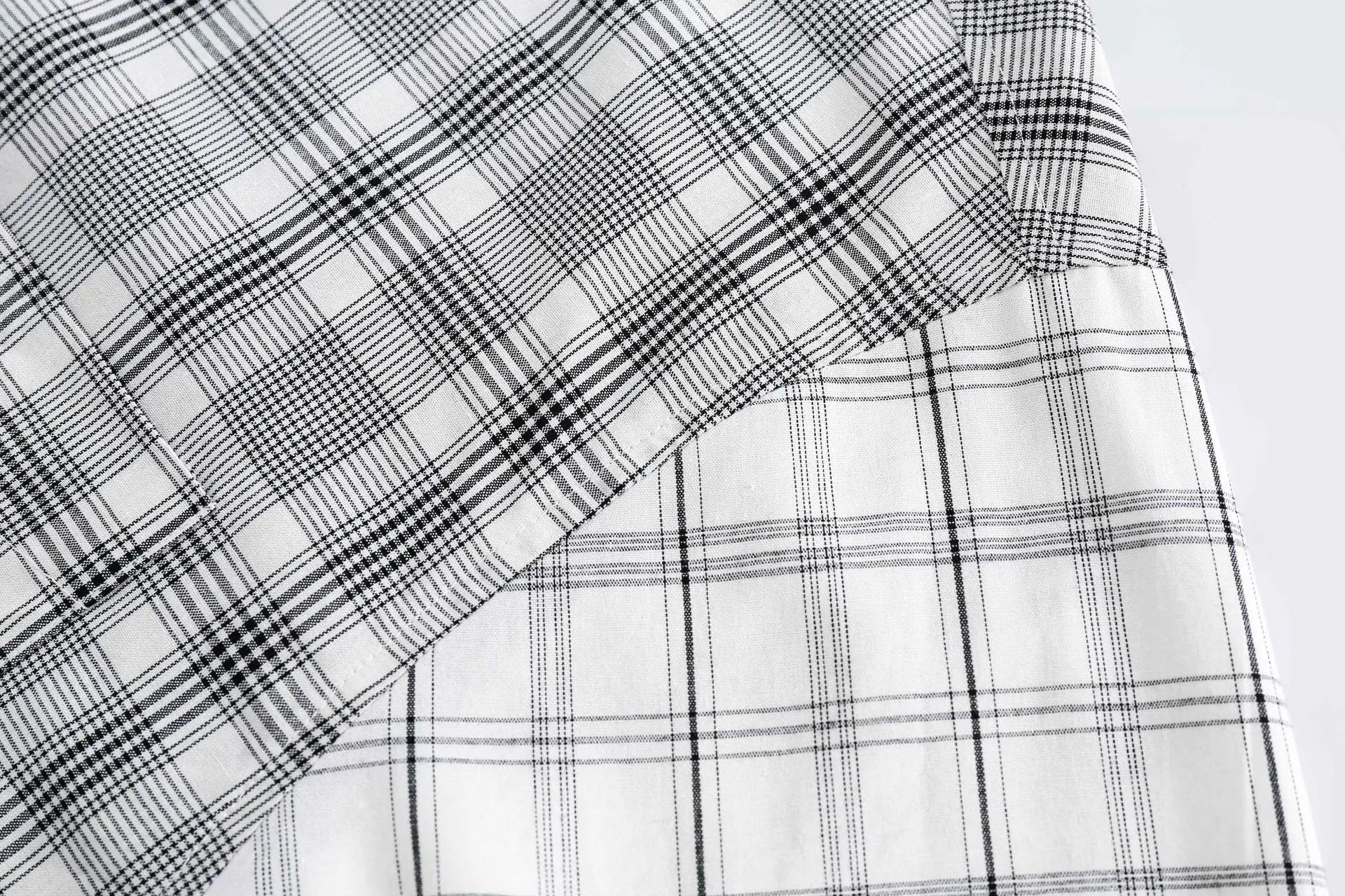 Checked Plaid Patchwork Shirt