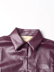 Dark Purple Faux Leather Jacket