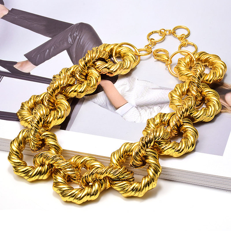 Twisted Loops Chain Electroplated Necklace