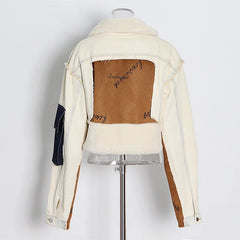 Patch Suede Spliced Denim Jacket