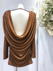 Draped Metallic Backless Mini Dress