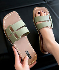 New Fashion Versatile Khaki Flat Soft Slippers Peep Toe
