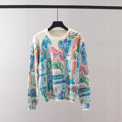 Hand Painted Horse Knitted Sweater