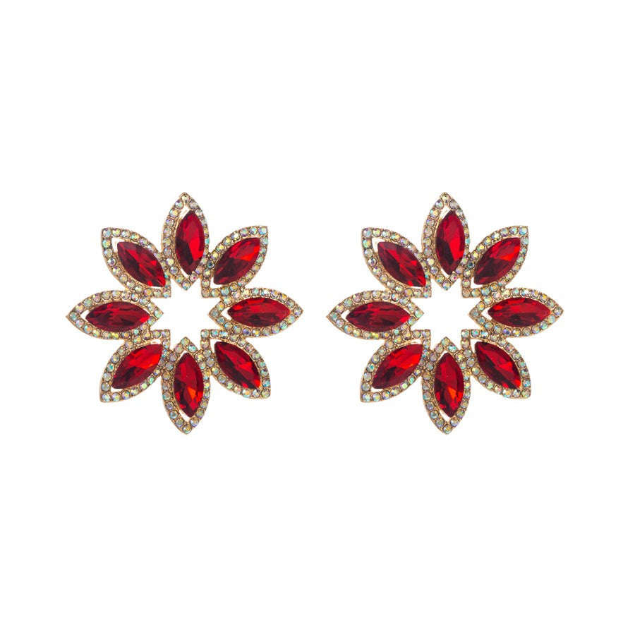 High-End Diamond Flower Earrings