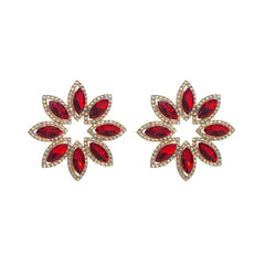 High-End Diamond Flower Earrings