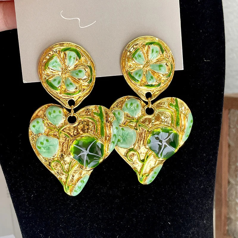 Vintage Leaf Petals Drop Earrings