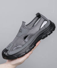 Coffee Breathable Mesh Splicing Men Water Sandals
