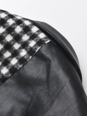 Plaid Faux Leather Spliced Blazer