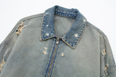 Vintage Ripped Crop Denim Jacket