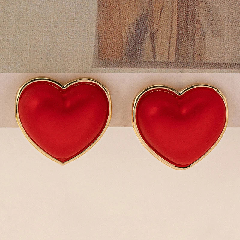 3D Red Love Earrings