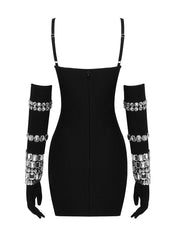 Studded Rhinestones Sleeveless Mini Dress