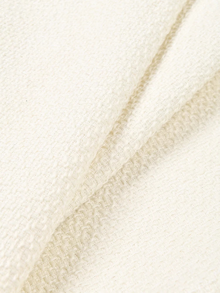 White Single-Breasted V-Neck Long Sleeve Coat