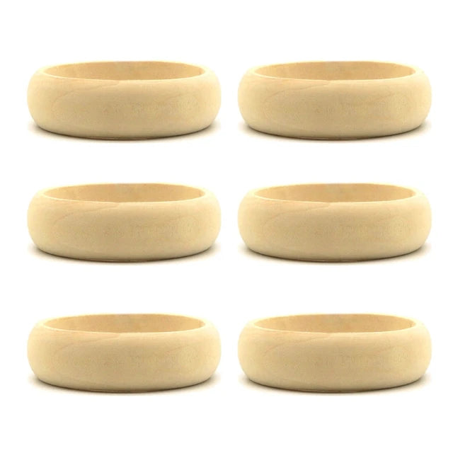 6 Pieces Blank Wood DIY Painting Bangle Bracelets