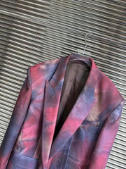 Multicolor Tie-Dye Single-Breasted Loose Blazer