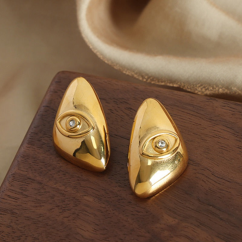 Geometric Eye Titanium Steel Earrings