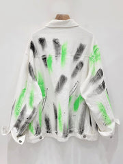 Color Graffiti Ink Splashing Denim Jacket