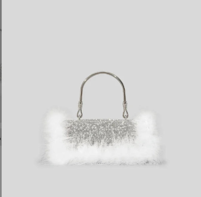 Fur Diamond Clutch Bag