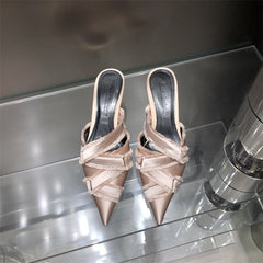 Solid Pointed Toe Mule Pumps