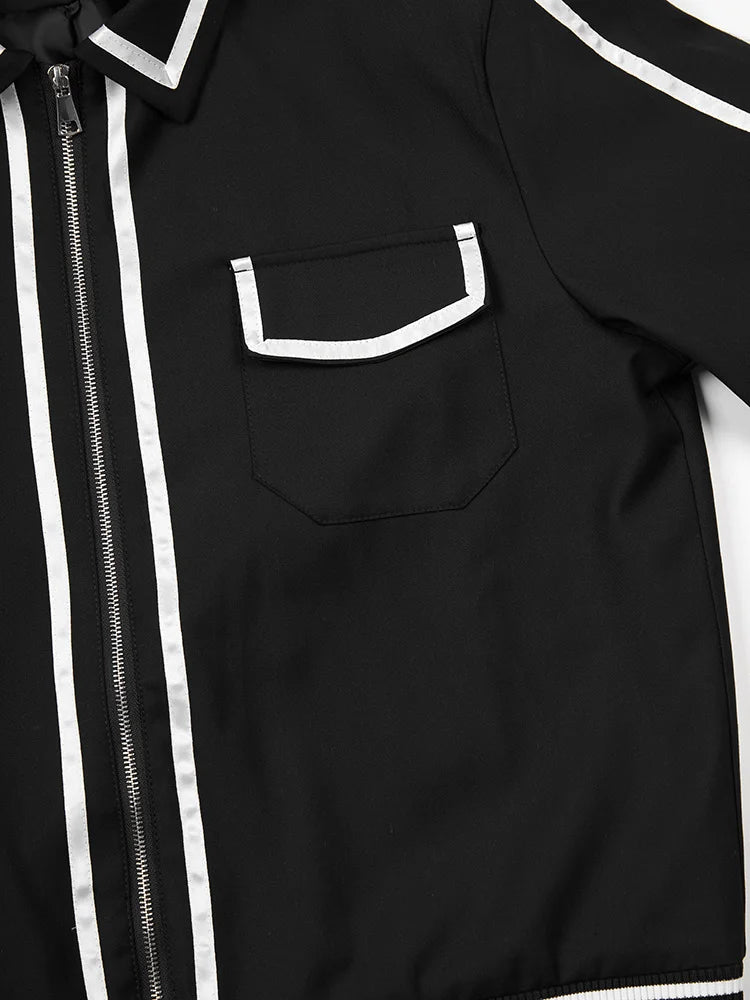 Contrast Lined Edges Zip-Up Jacket