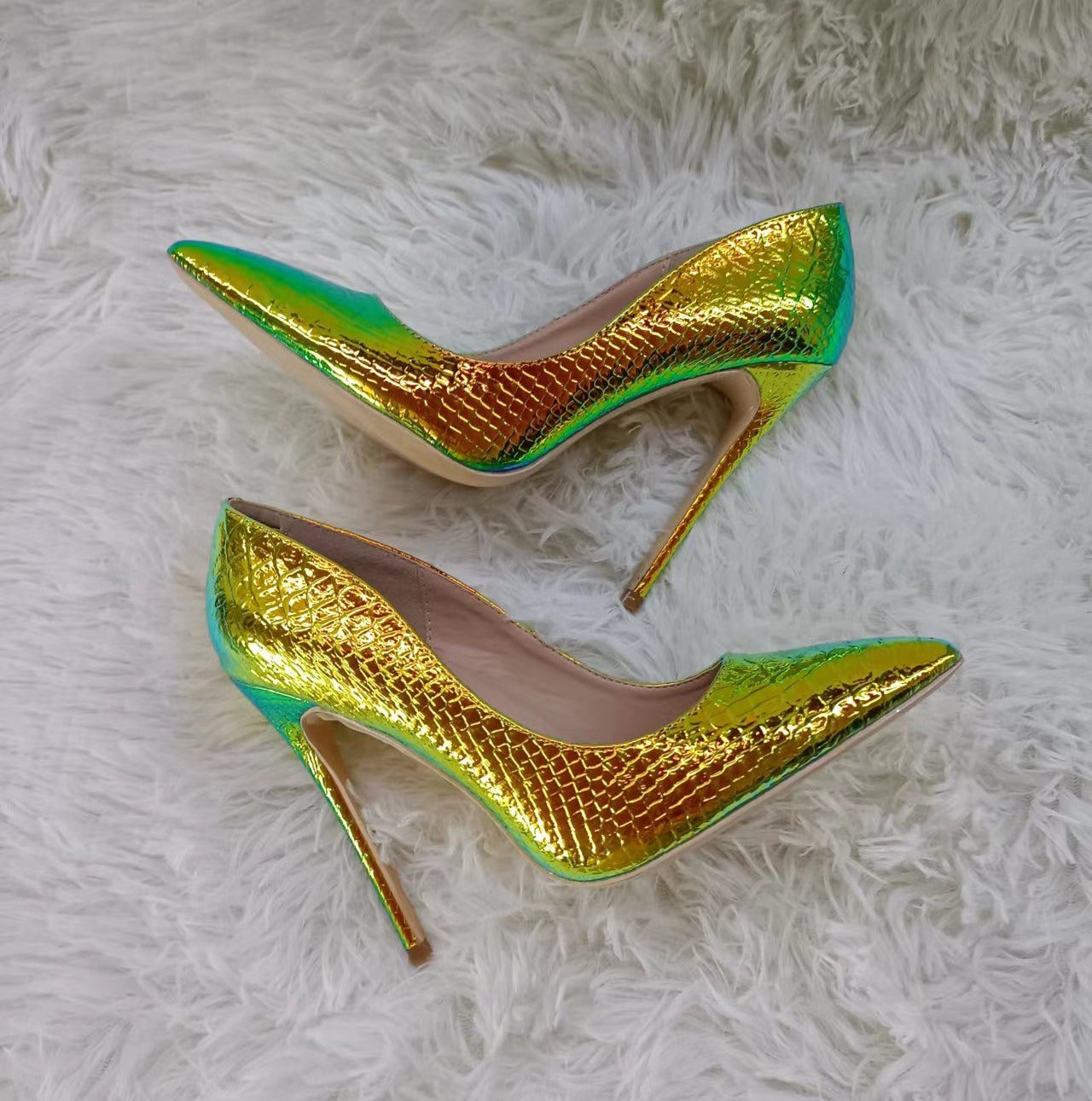 Iridescent Snake Pattern Stilettos